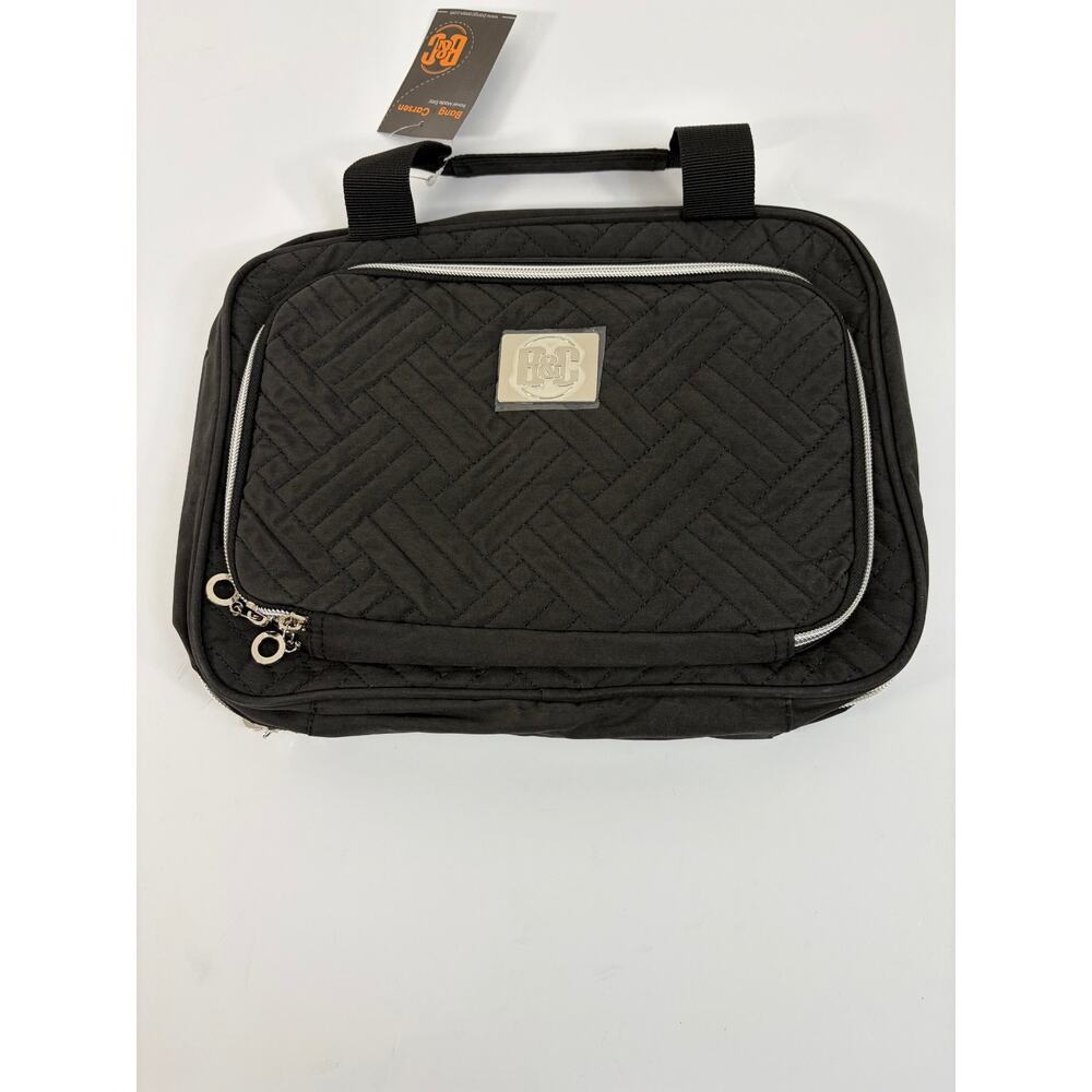 Bang & Carsen Quilted Black Hanging Toiletry Bag Travel Makeup Organizer Holiday